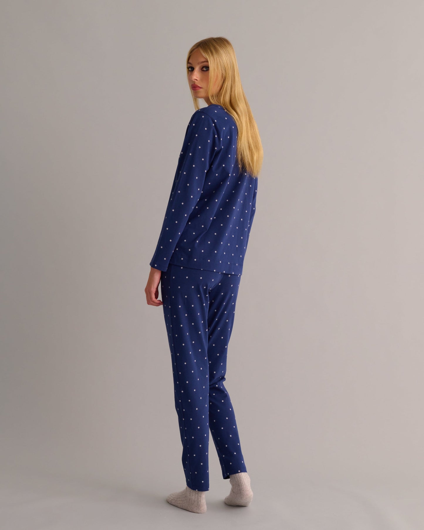 Navy Organic Cotton Printed Pyjama Set MAMU Dream