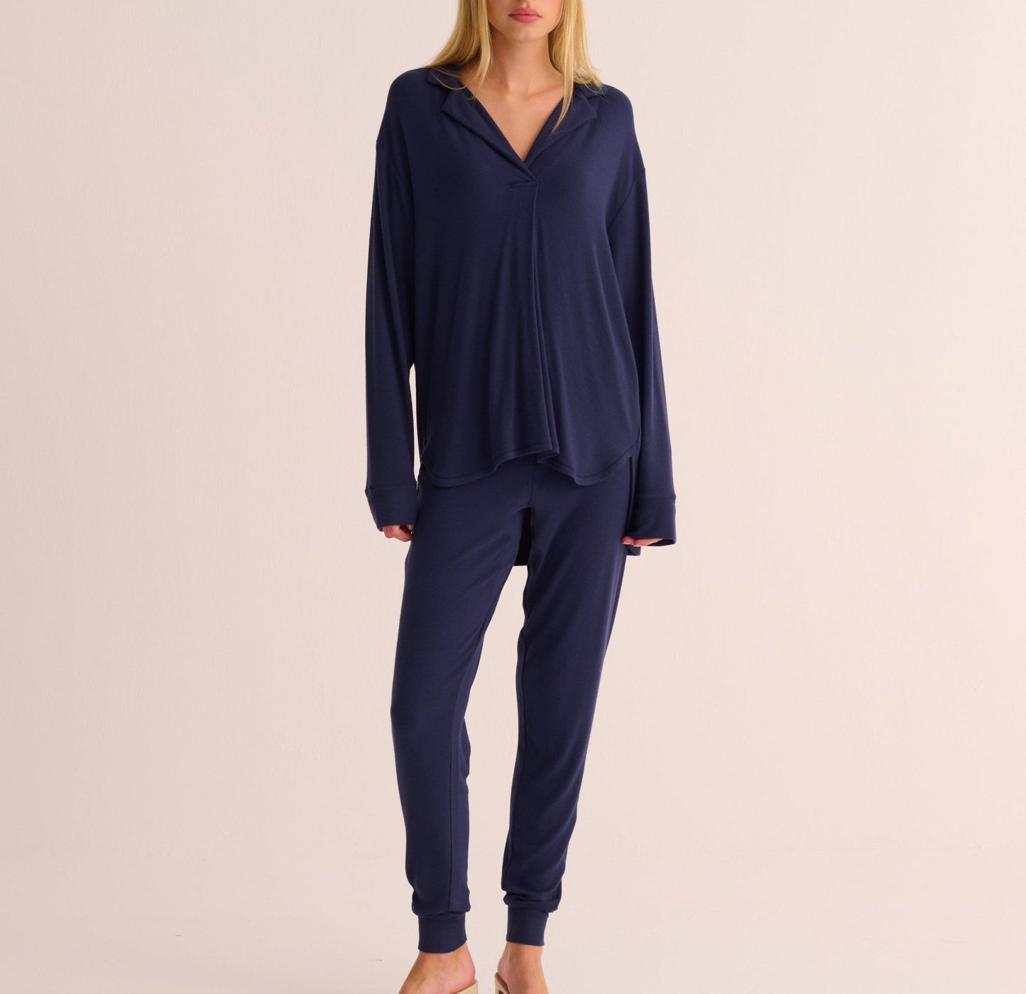 Navy Ribbed Modal Hero Shirt and Cuffed Leggings Set MAMU Dream