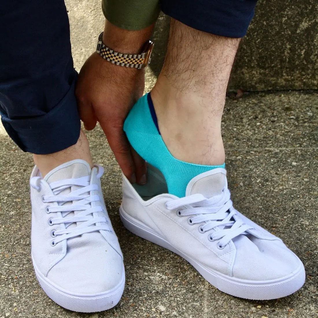 Neon Blue "No-Show" Bamboo Socks Swole Panda