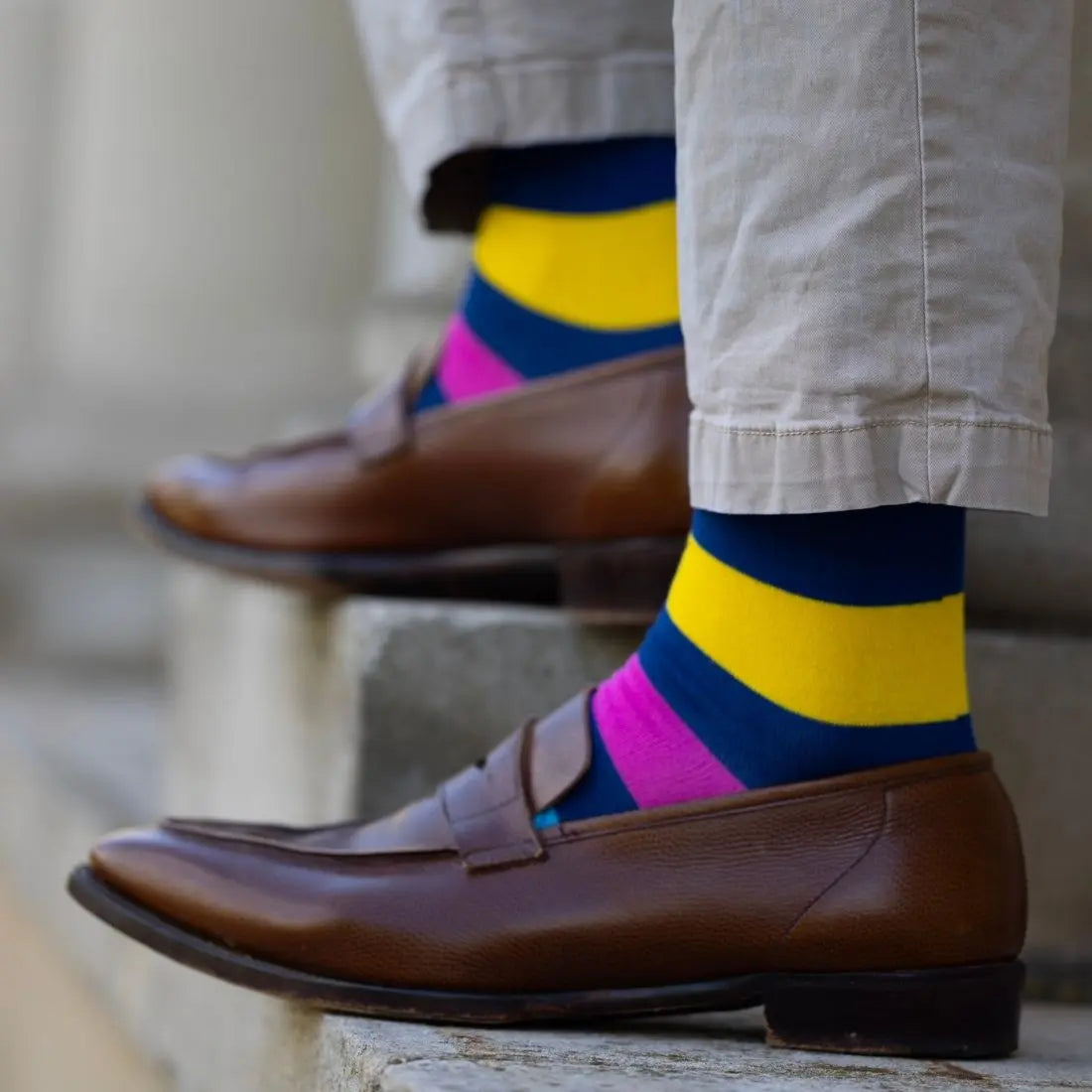Neon Stripe Bamboo Socks Swole Panda