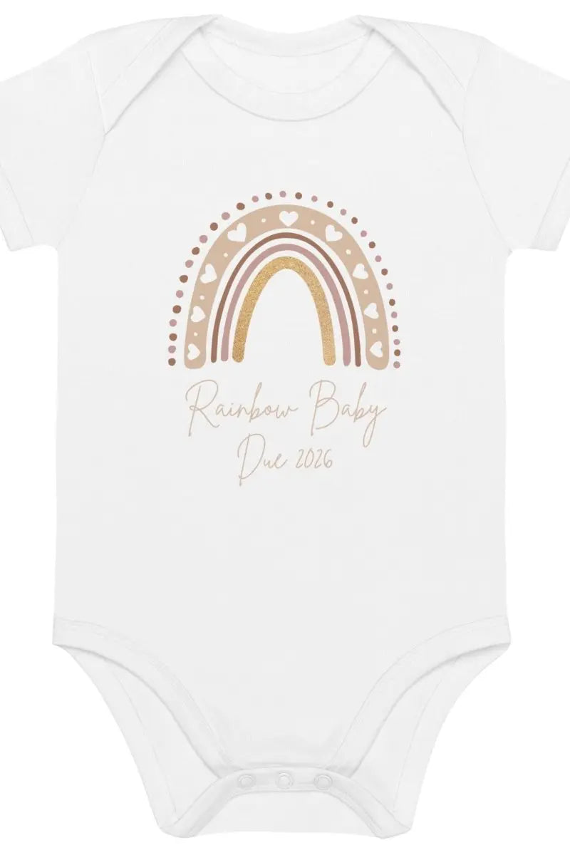 Neutral Heart Rainbow Baby Due Bodysuit Cozy Crew Club