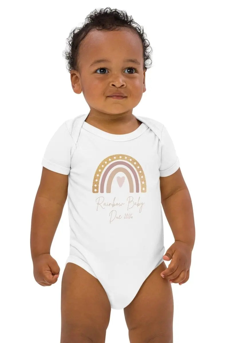 Neutral Heart Rainbow Baby Due Bodysuit Cozy Crew Club