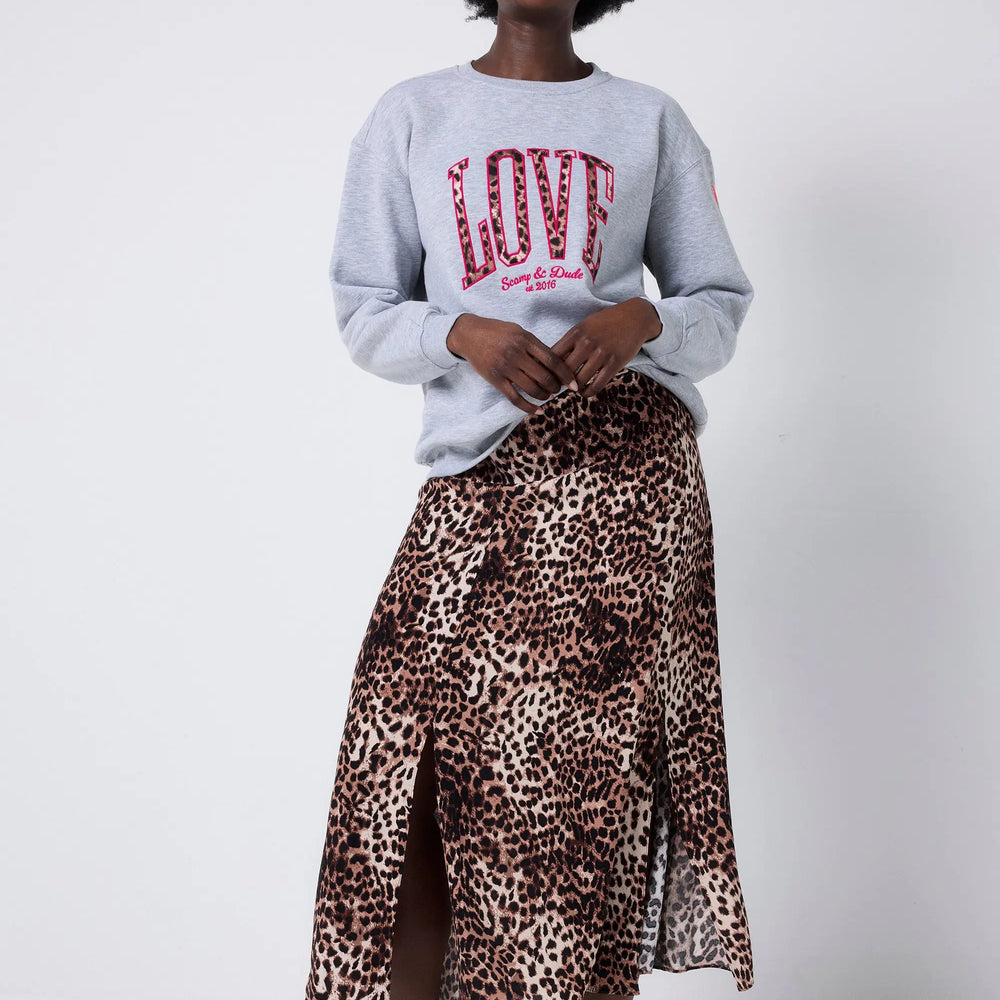 Neutral with Black Cheetah Split Front Skirt Scamp & Dude