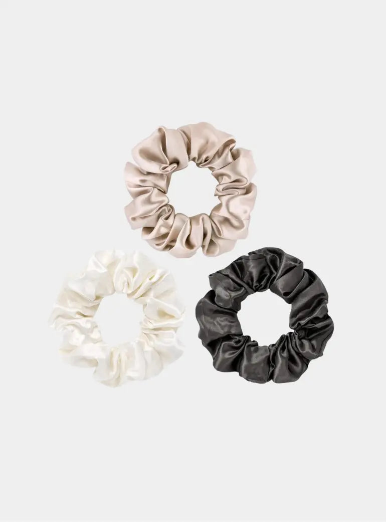Neutrals 3 Large Silk Scrunchies Silk Works London
