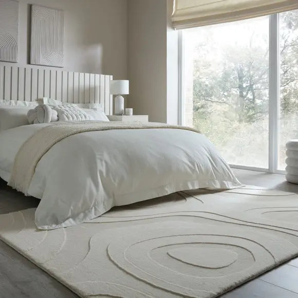 Neve Abstract Faux Fur Wave Rug Dunelm