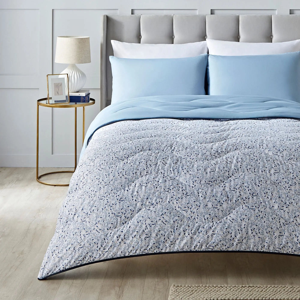 Night Lark Blue Garden Coverless Duvet Set The Fine Bedding Company