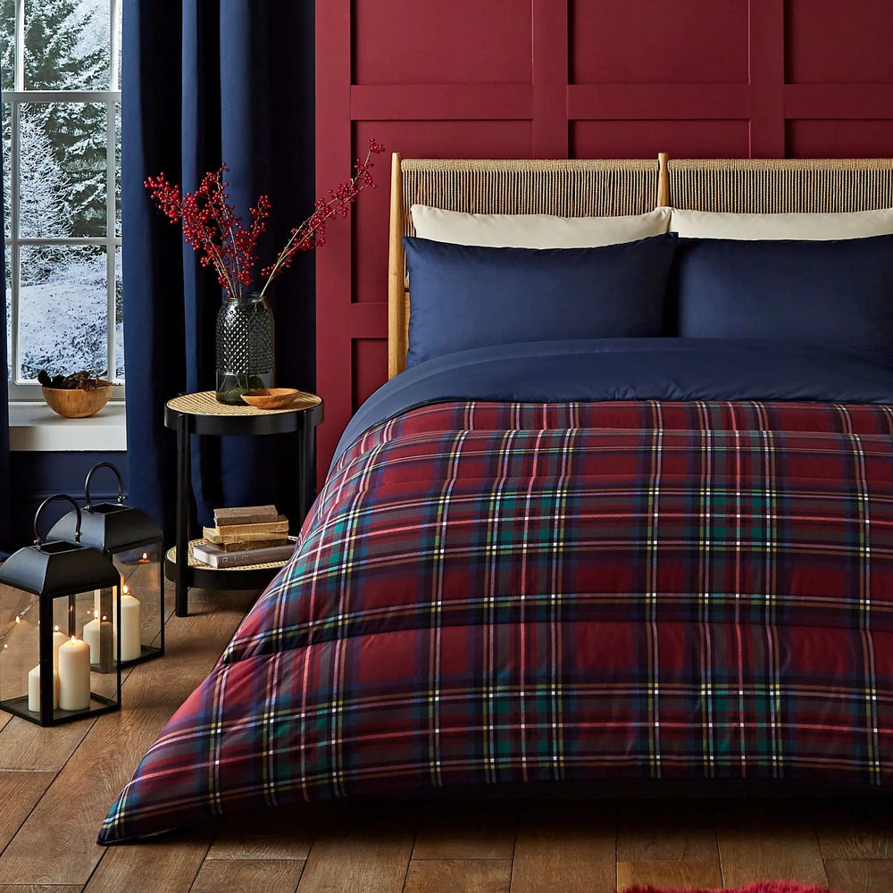 Night Lark Classic Tartan Coverless Duvet Set The Fine Bedding Company