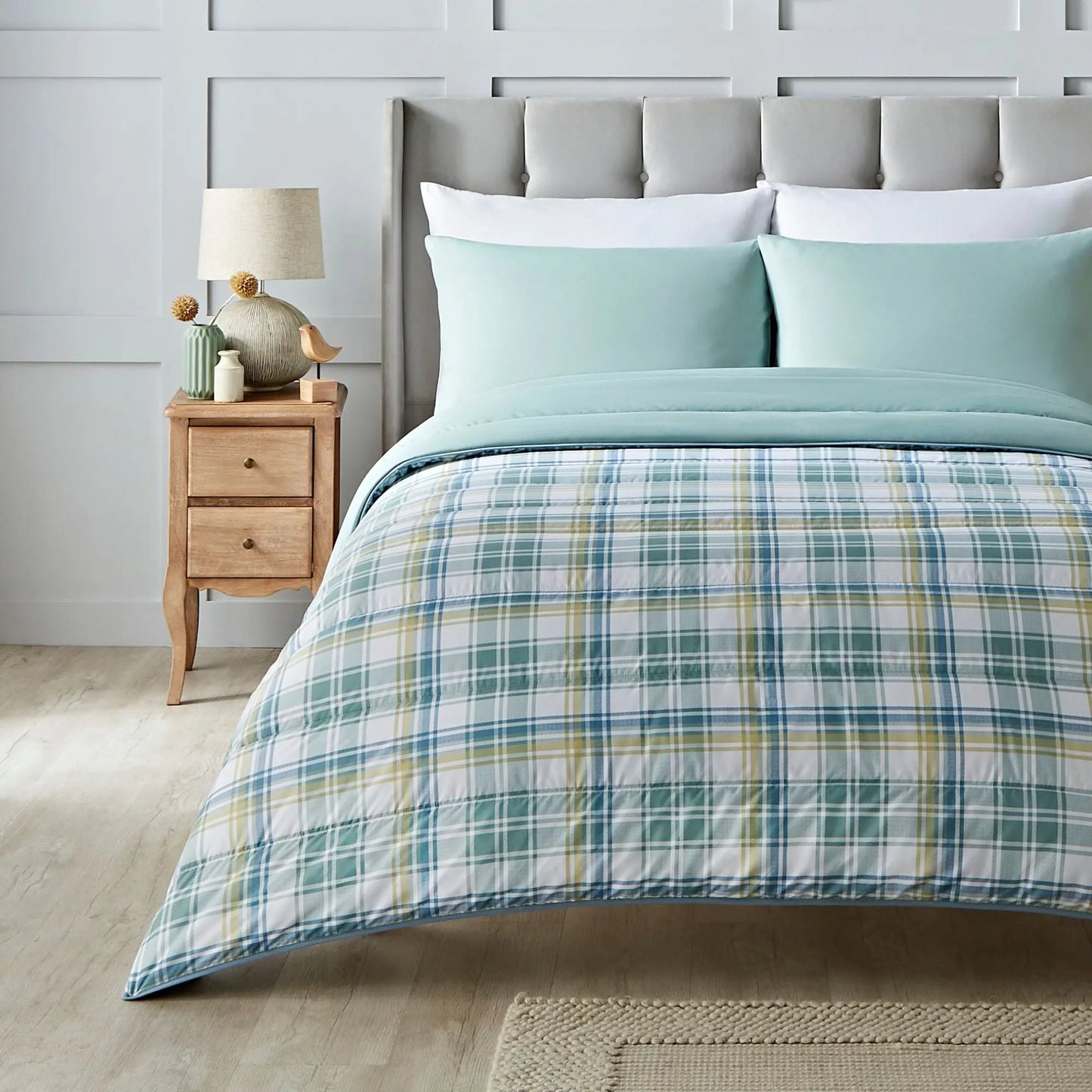 Night Lark Country Check Coverless Duvet Set The Fine Bedding Company