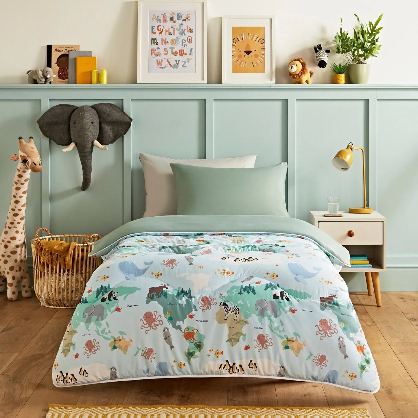 Night Lark Junior - Animal Atlas - Childrens Coverless Duvet Set The Fine Bedding Company