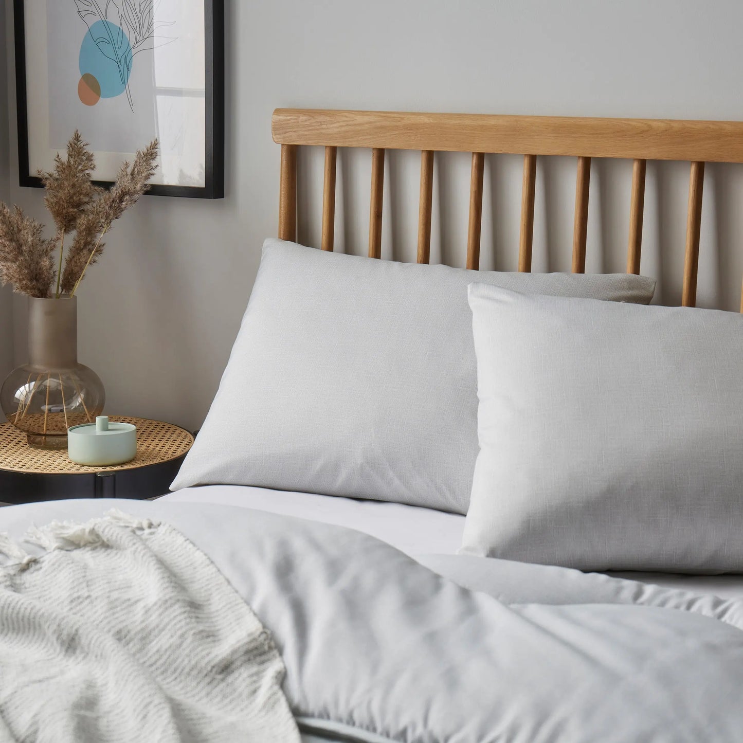 Night Lark Linen Print Pillowcase Pair The Fine Bedding Company