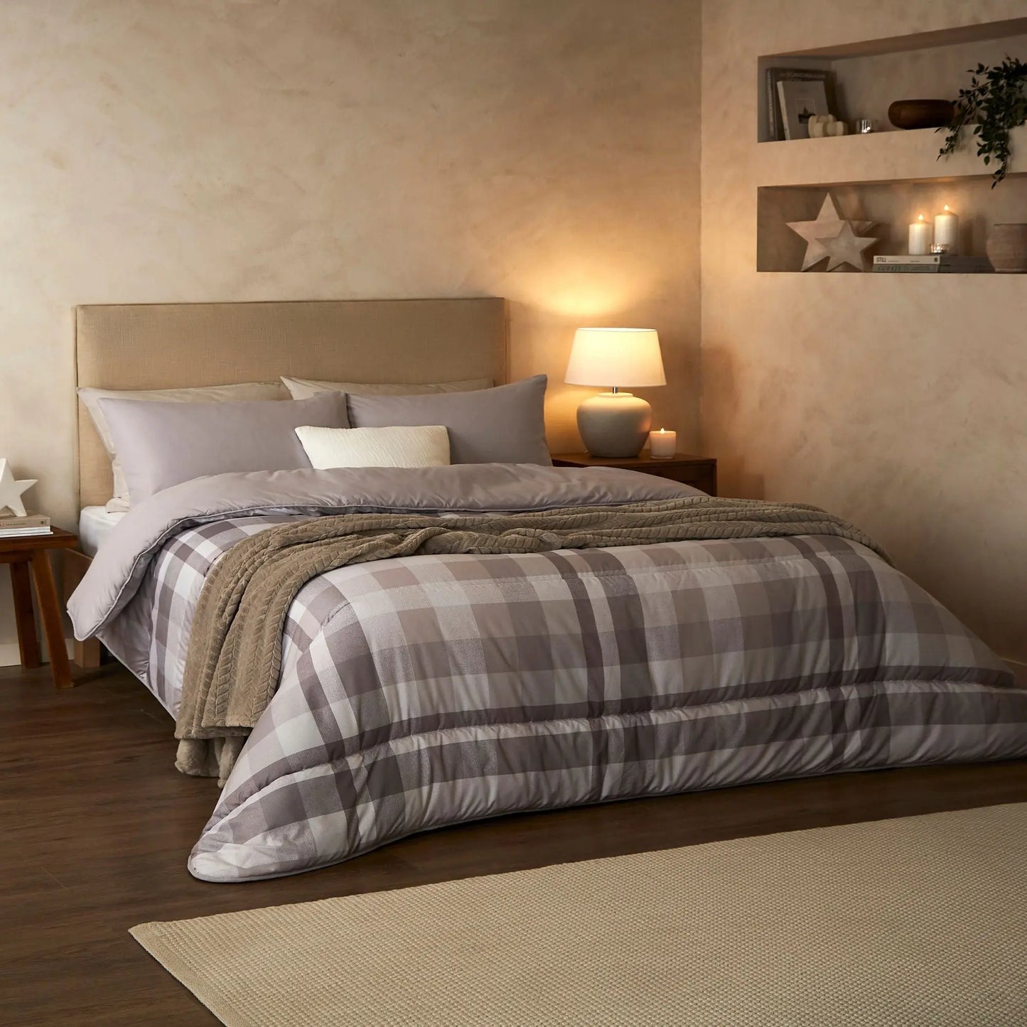 Night Lark Natural Check Coverless Duvet Set The Fine Bedding Company