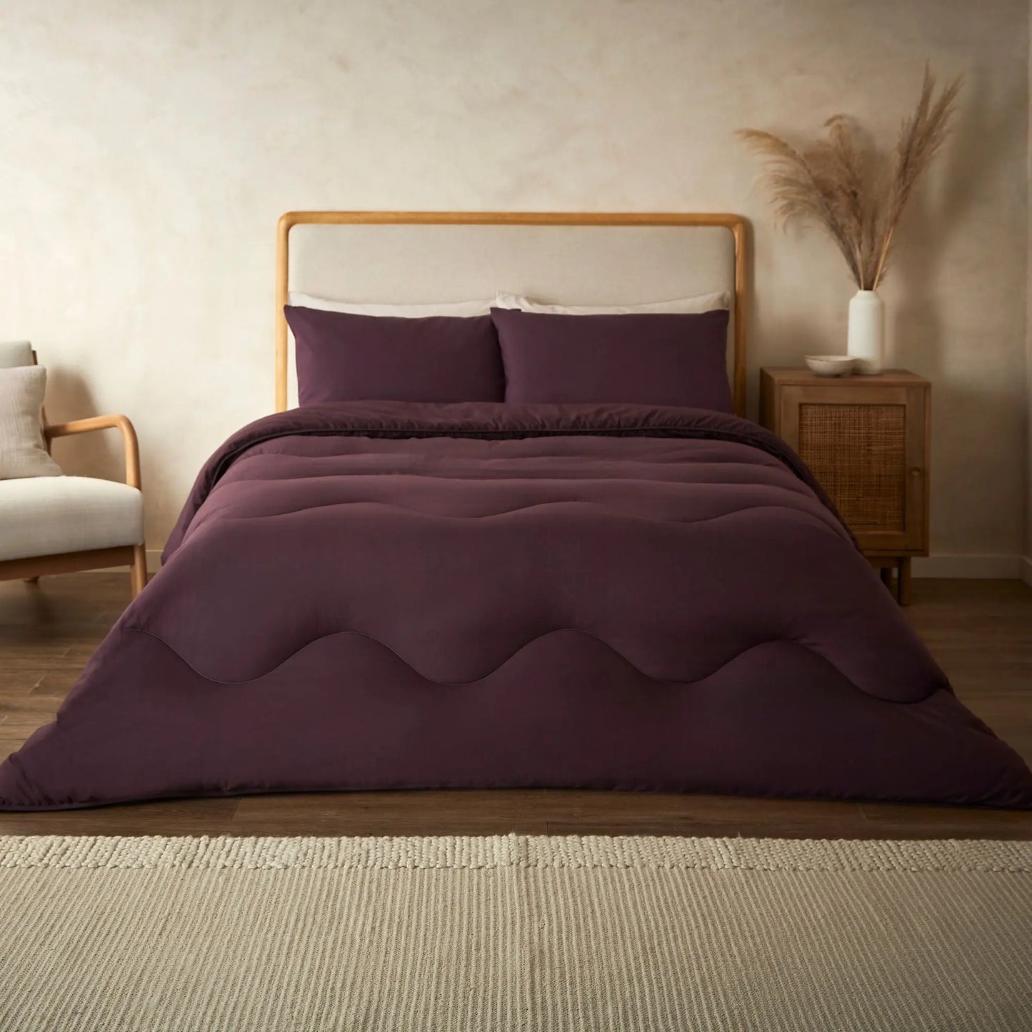 Night Lark Plain Dye Mulberry Bliss Coverless Duvet Set The Fine Bedding Company