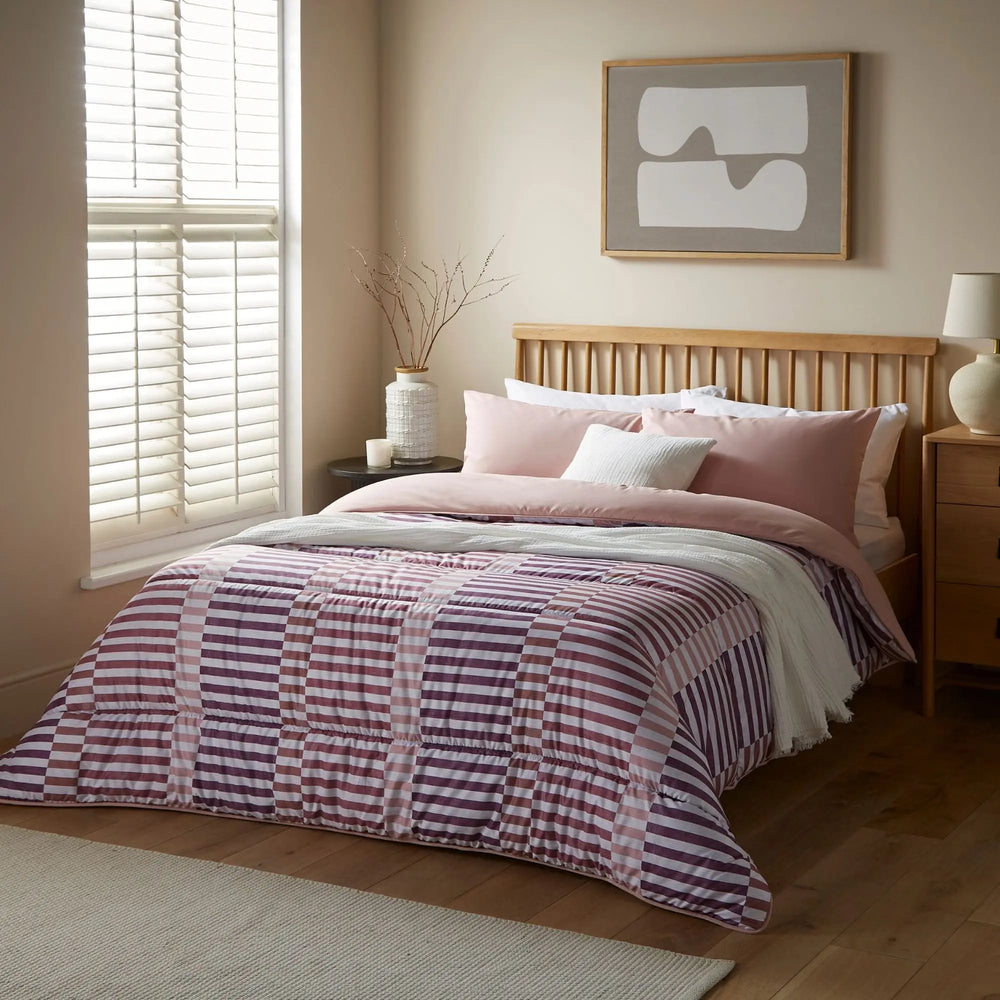 Night Lark Rosy Stripes Coverless Duvet Set The Fine Bedding Company