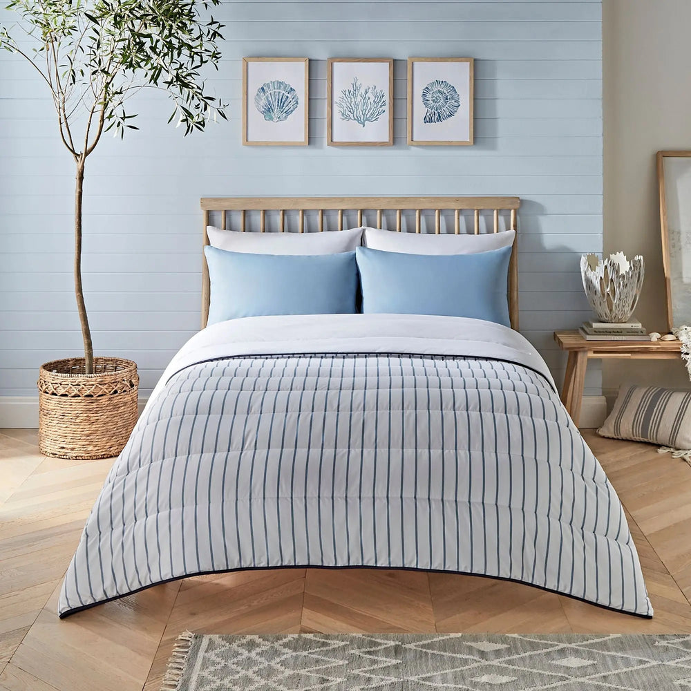 Night Lark Ticking Stripe Coverless Duvet Set The Fine Bedding Company