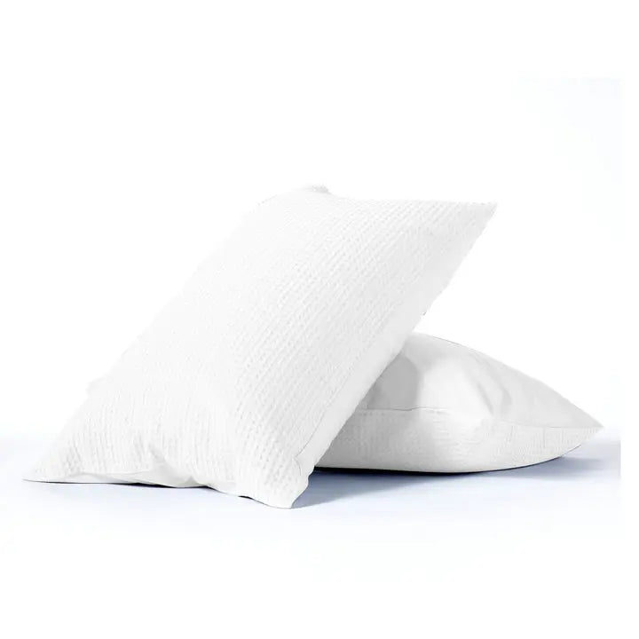 Night Lark White 100% Cotton Waffle Pair of Pillowcases The Fine Bedding Company