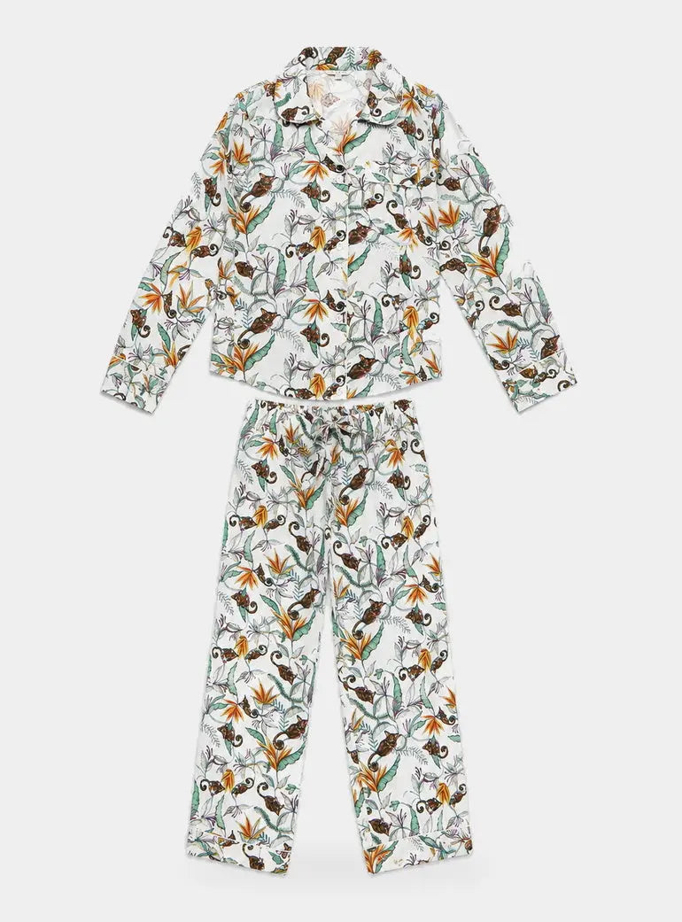 Night Monkeys White Girls Pyjama Trouser Set Woodstock Laundry
