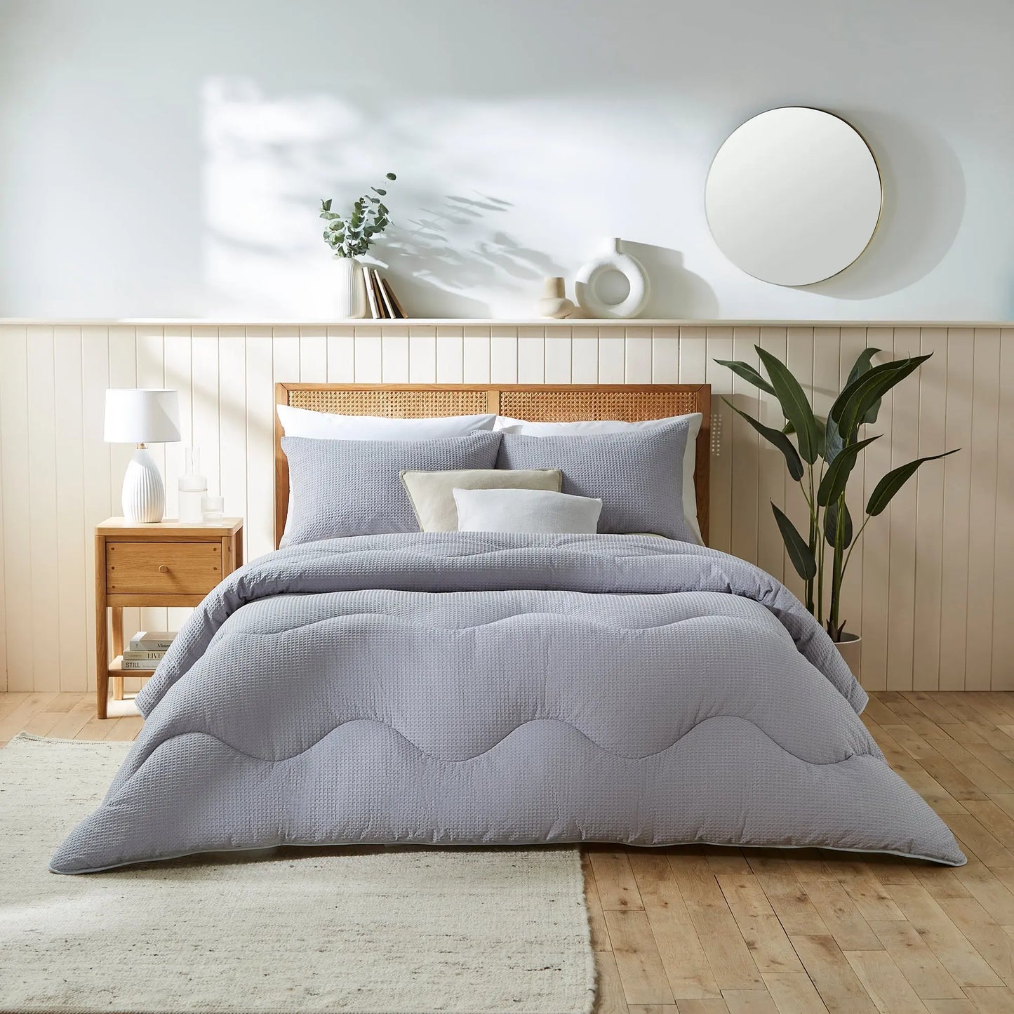 Night Owl  - Natural Cotton Waffle Coverless Duvet The Fine Bedding Company