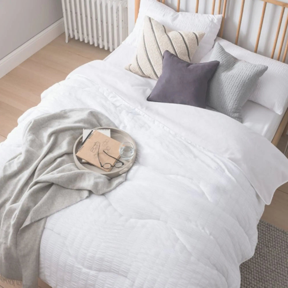 Night Owl Wide Seersucker Coverless Duvet The Fine Bedding Company
