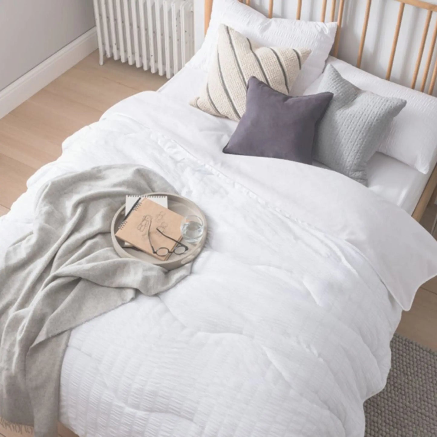 Night Owl Wide Seersucker Coverless Duvet The Fine Bedding Company