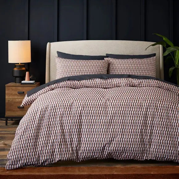 Nils Geometric 144 Thread Count Duvet Cover & Pillowcase Set Dunelm