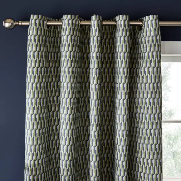 Nils Geometric Blackout Eyelet Curtains Dunelm