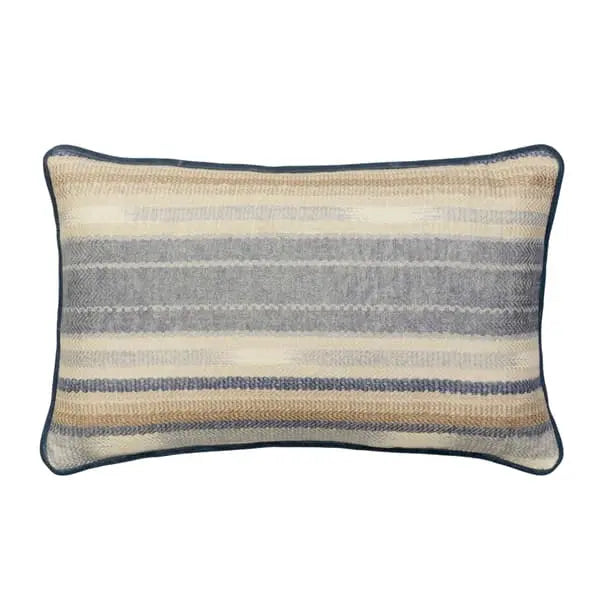 Nineveh Denim, Sustainable Feather, Cushion, 55cm x 35cm Linen & Linen Blend & Viscose Blend Stripe Andrew Martin