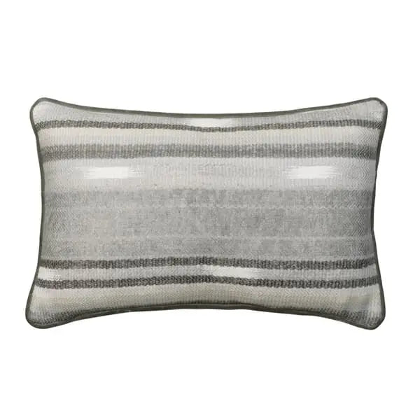Nineveh Smoke, Sustainable Feather, Cushion, 55cm x 35cm, Slate Linen & Linen Blend & Viscose Blend Stripe Andrew Martin