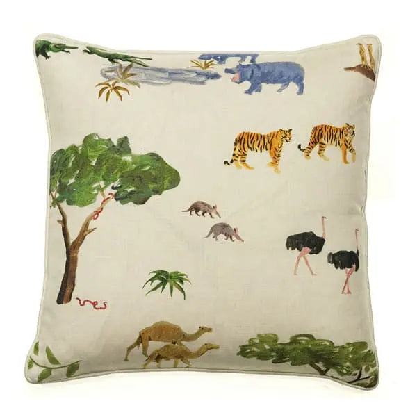 Noah Multi, Sustainable Feather, Cushion Holly Frean Eco-conscious & Linen Blend & Viscose Blend Animal Andrew Martin