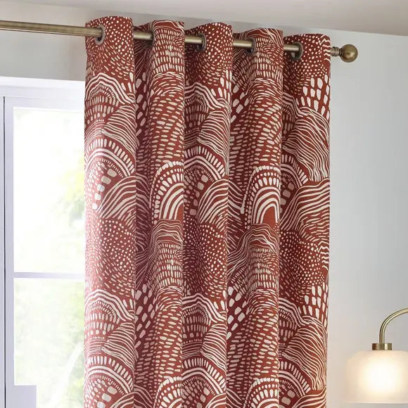 Nola Unlined Chestnut Eyelet Curtains Dunelm