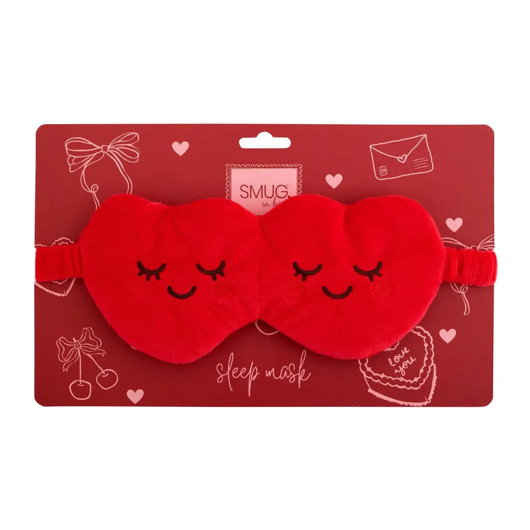 Novelty Plush Sleep Mask - Red Hearts SMUG