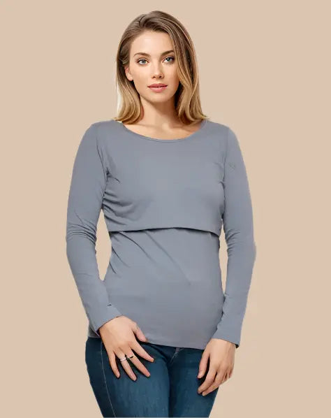 Nursing long sleeve t-shirt in Grey Bshirt