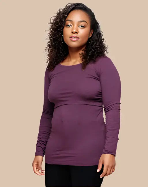 Nursing long sleeve t-shirt in Plum Bshirt