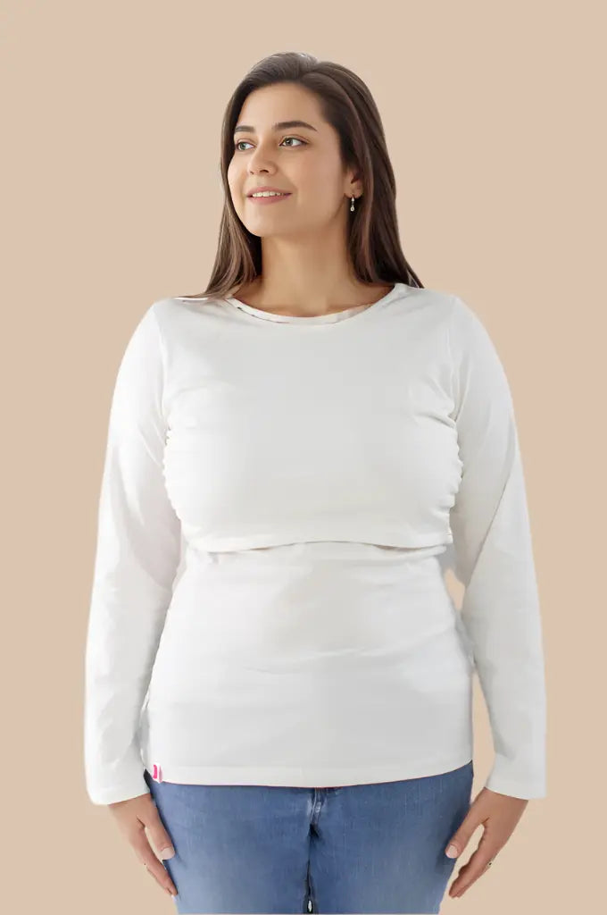 Nursing long sleeve t-shirt in White Bshirt