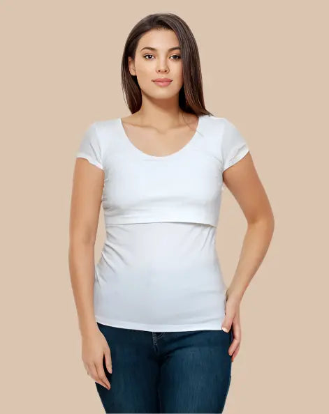 Nursing short sleeve t-shirt in White Bshirt