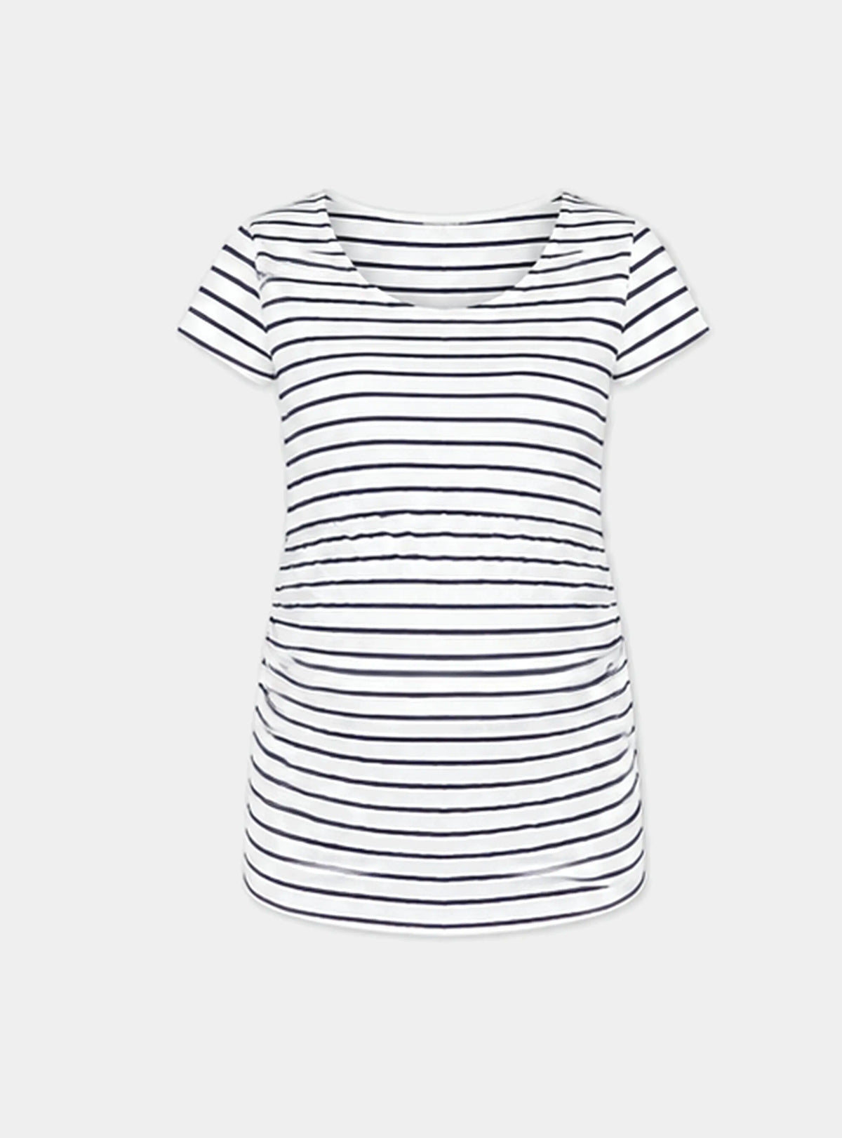 Nursing short sleeve t-shirt in White/Navy Stripes Bshirt