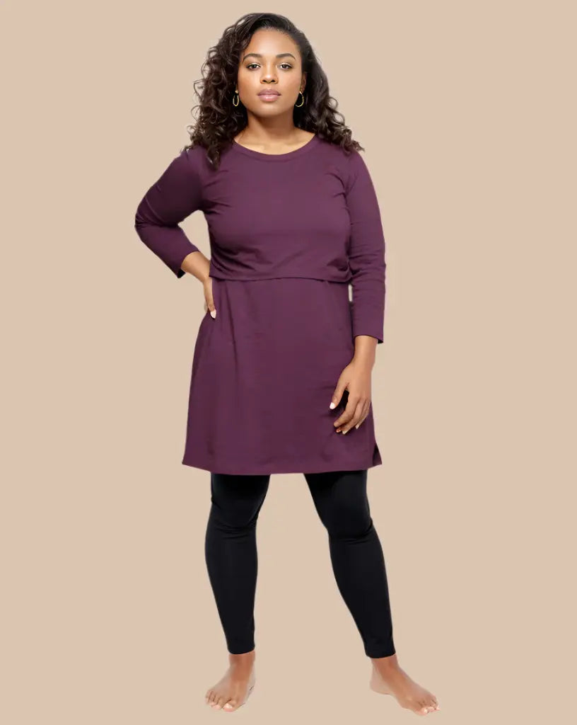 Nursing tunic dress in Plum Bshirt