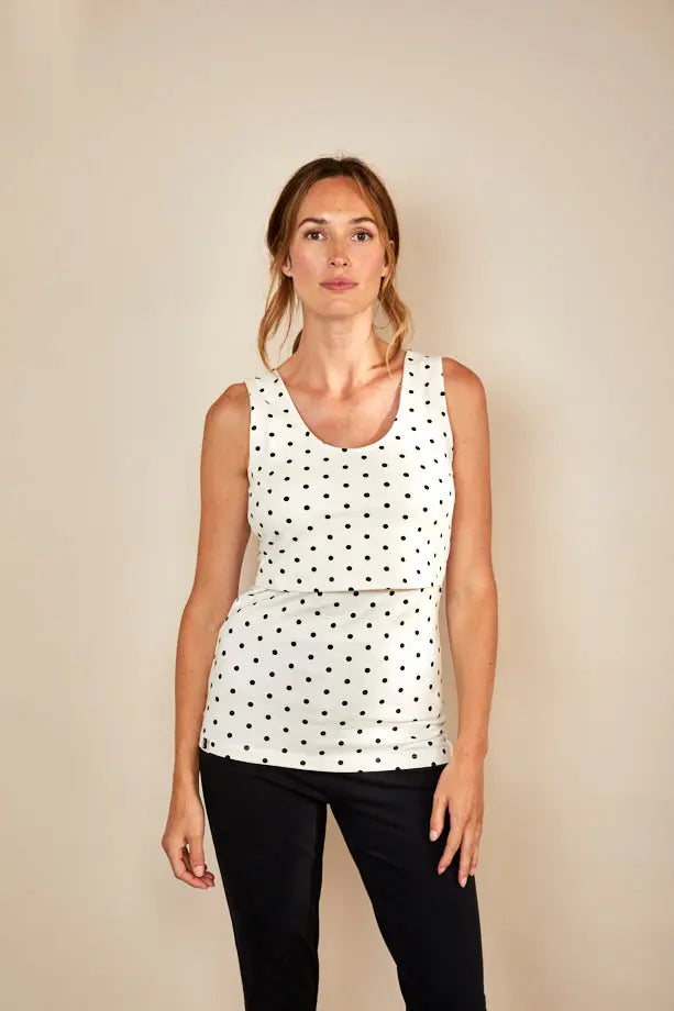 Nursing vest in White/Black Spots Bshirt
