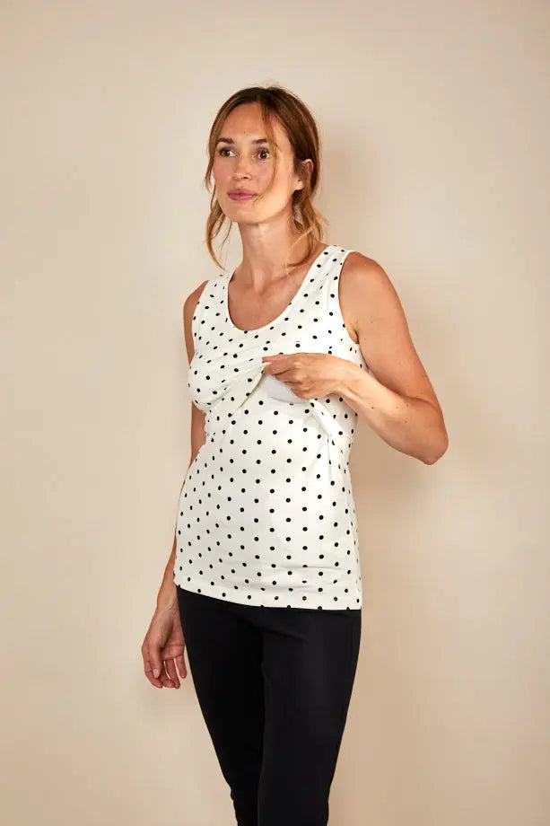Nursing vest in White/Black Spots Bshirt