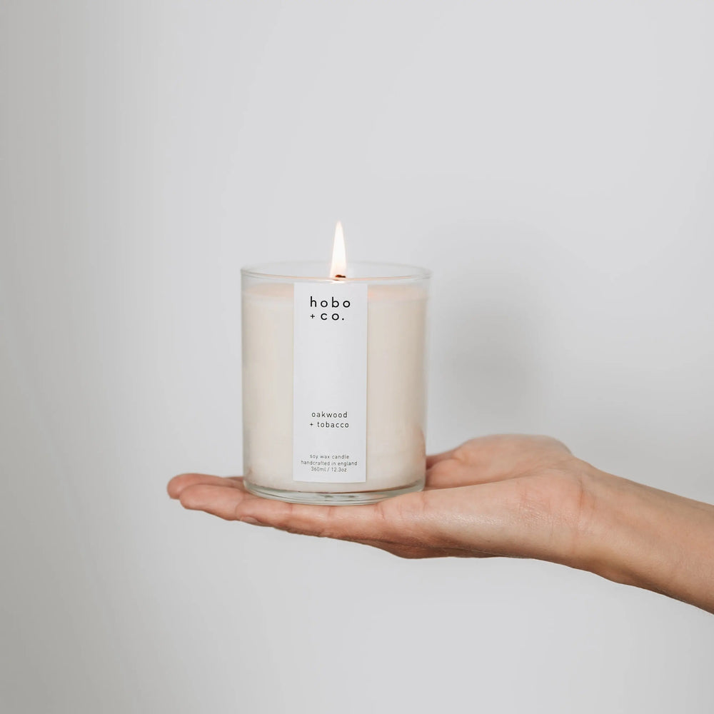 Oakwood + Tobacco Large Scented Soy Candle hobo + co.