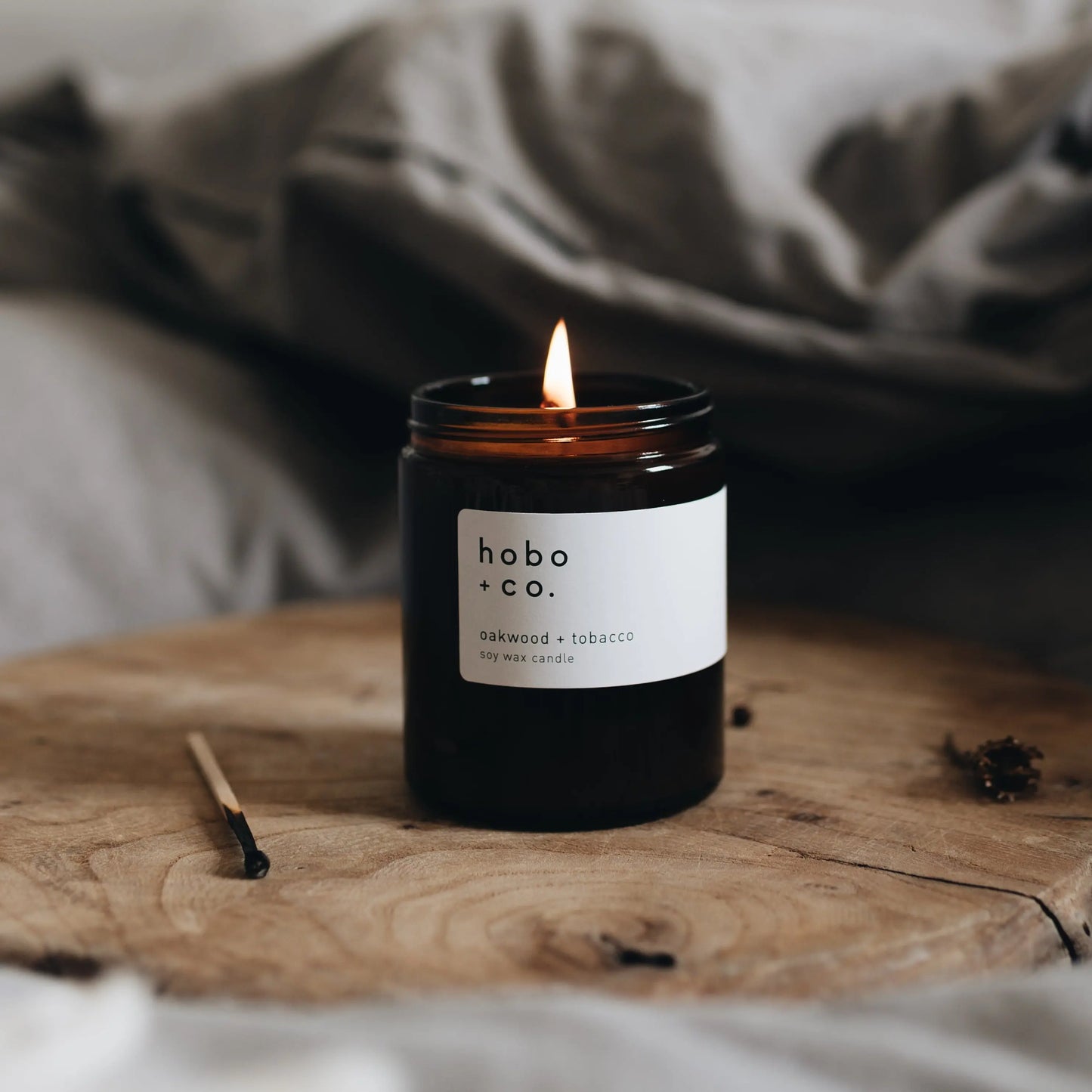 Oakwood + Tobacco Medium Scented Soy Candle hobo + co.