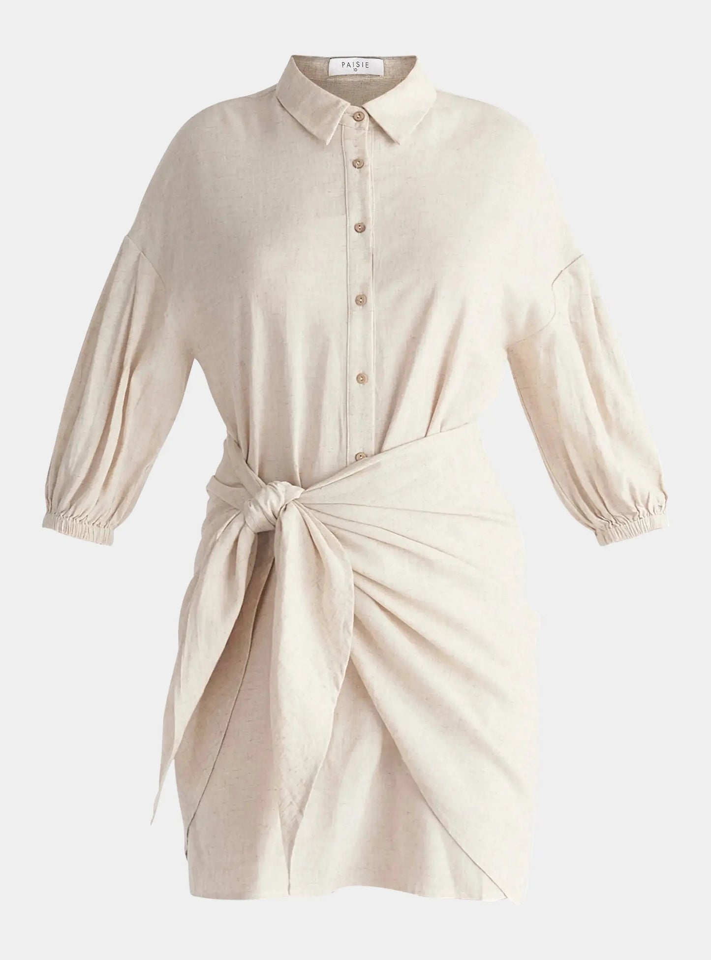 Oatmeal Linen Blend Shirt Dress Paisie