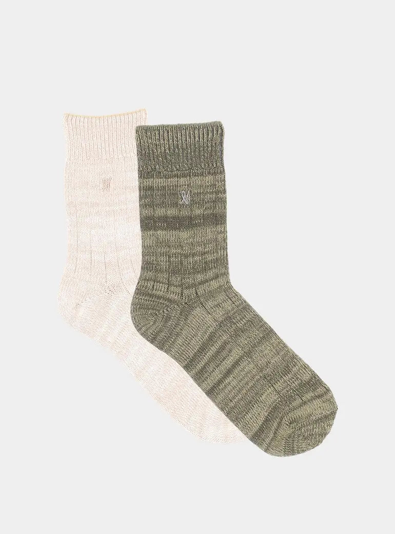 Oatmeal/Sage Organic Cotton Socks 2 Pack Nudea
