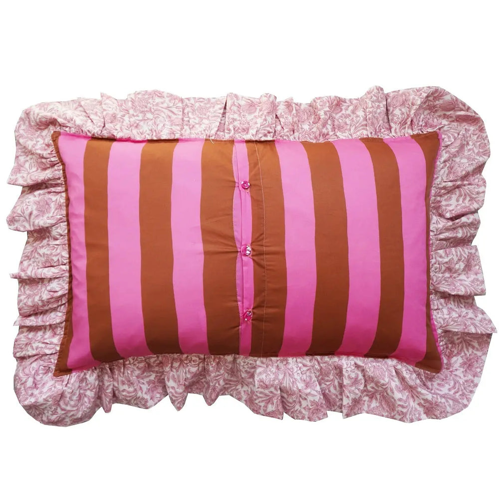 Oblong Ruffle Cushion Made With Liberty Fabric VACATION STRIPE & SAMBOURNE Coco & Wolf