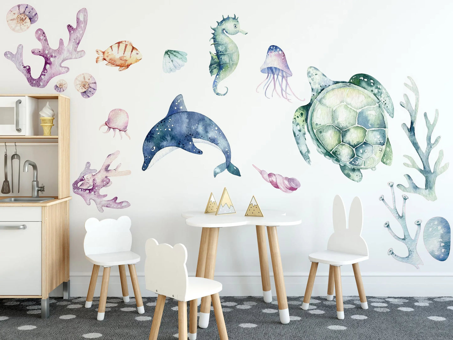 Ocean 2 Wall Decal - Watercolour Decal Set - Nursery Decor - Nursery wall stickers ClickWalls