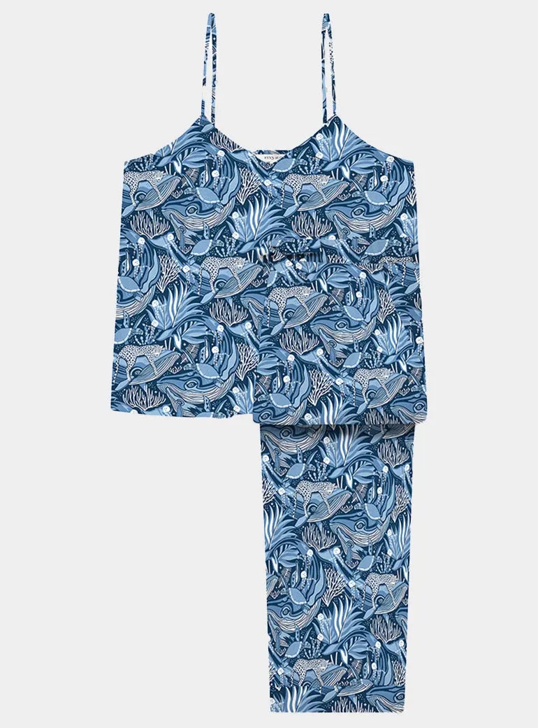 Ocean Blue Women's Organic Cotton Cami Trouser Set Myza