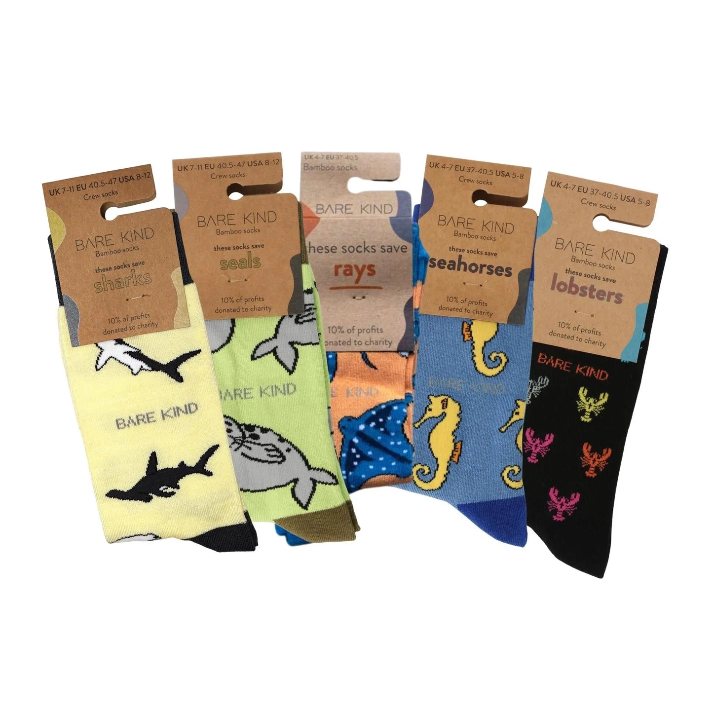 Ocean Rainbow 5 Pack Bamboo Sock Set Bare Kind