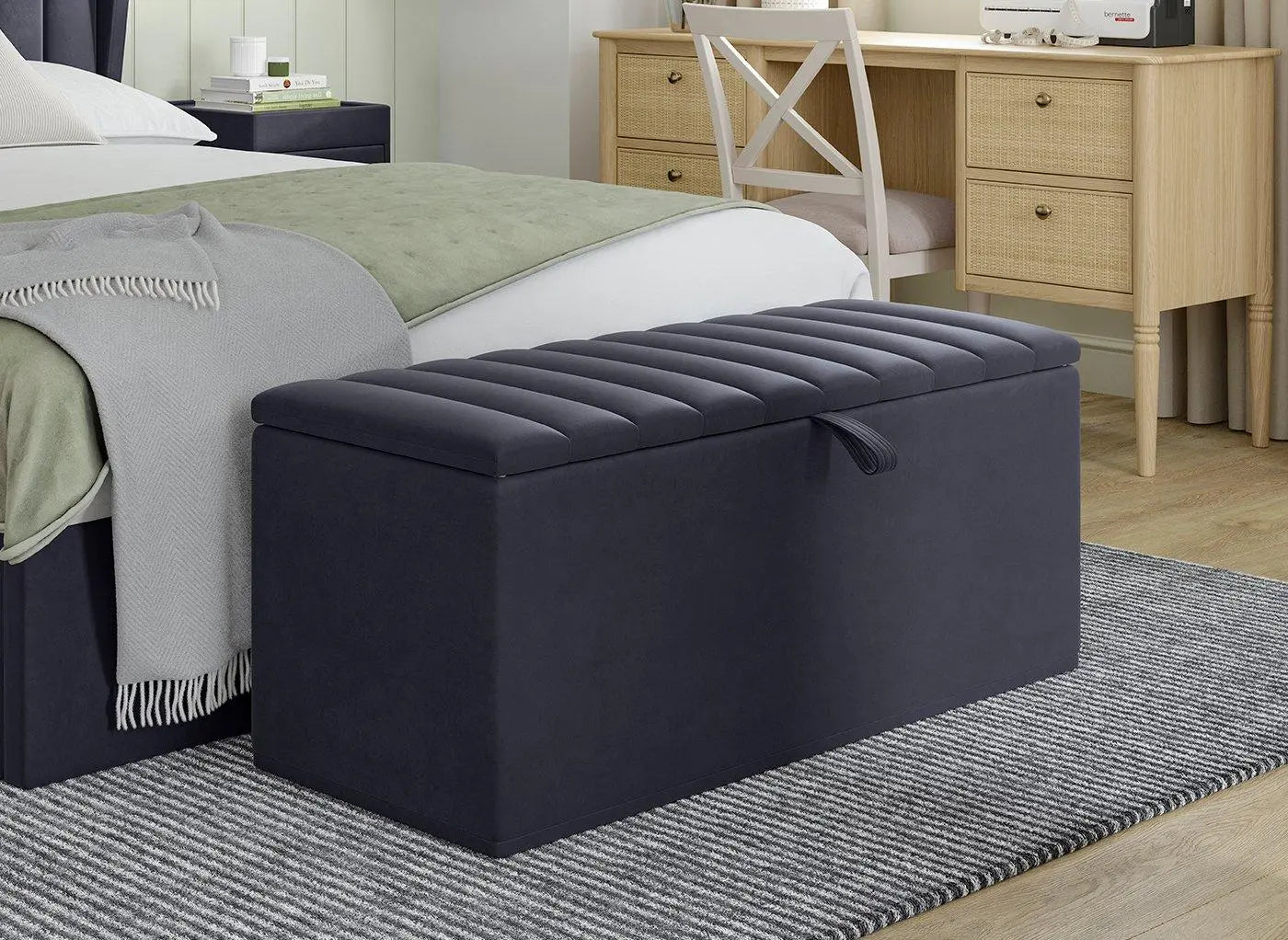 Octavia Upholstered Blanket Box - Blue Dreams