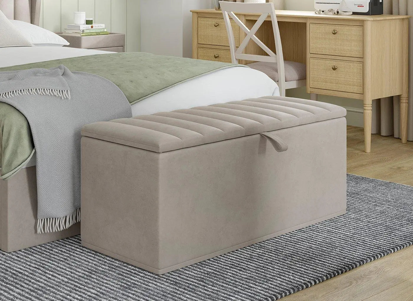 Octavia Upholstered Blanket Box - Grey Dreams