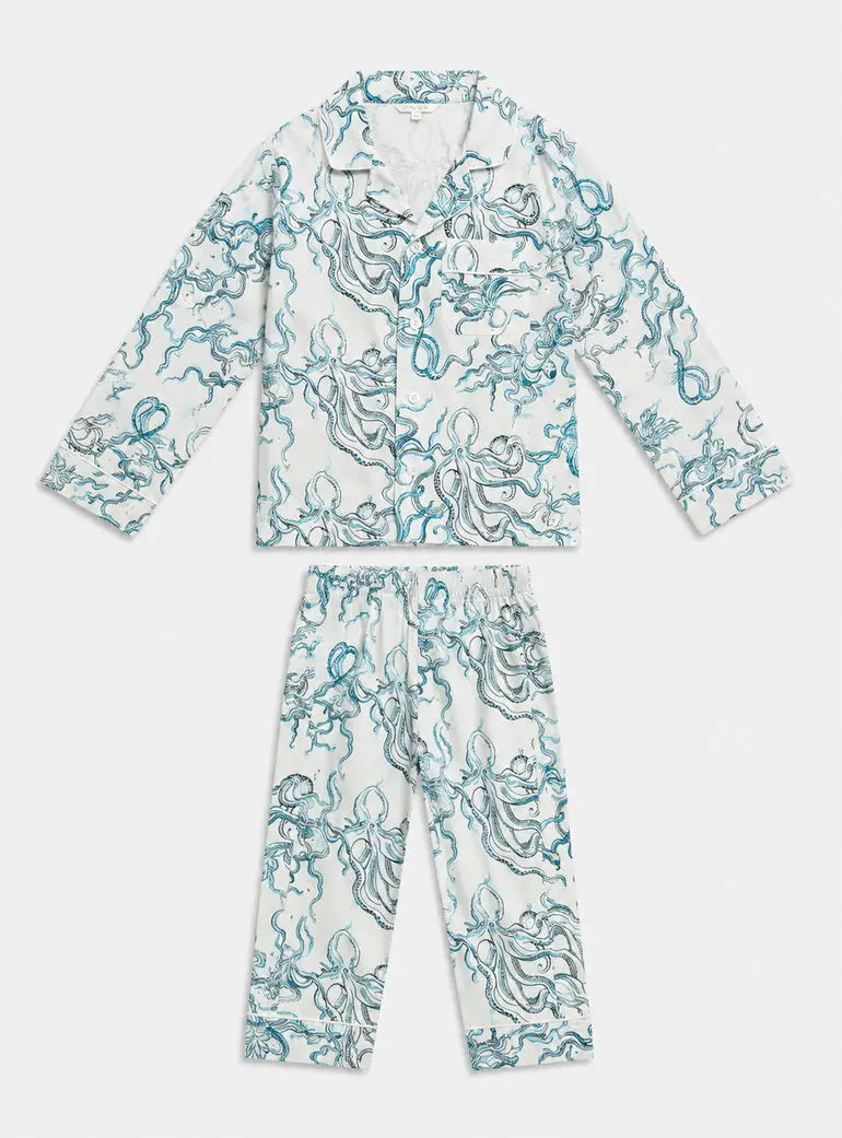 Octopus Indigo Boys Pyjama Trouser Set Woodstock Laundry