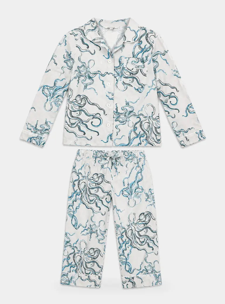 Octopus Indigo Girls Pyjama Trouser Set Woodstock Laundry